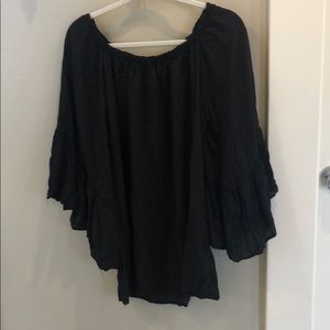 Off the shoulder black swim cover up
